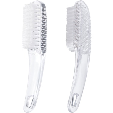 2 Pcs Handle Grip Nail Brushes for Cleaning, Beomeen Long Handle Fingernail Cleaner, Hand Nail Toes Cleaning and Scrubbing Brushes, Pedicure Nail Scrubber Non-Slip for Men and Women, Clear