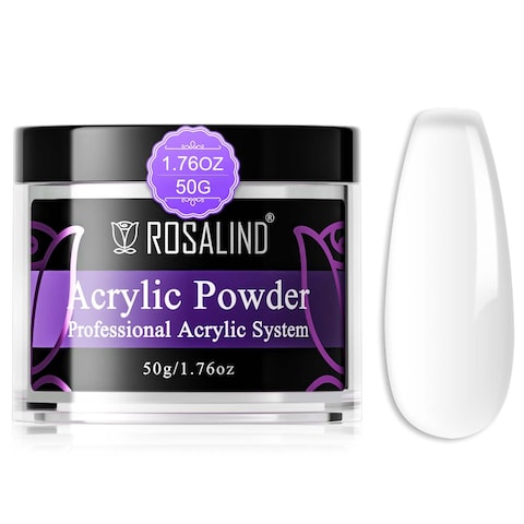ROSALIND Clear Acrylic Nail Powder 50g/1.76oz Acrylic Clear Powder for Nail Acrylic Extension, Professional Crystal Polymer Clear Nail Powder Acrylic Nail Caving, Dry Naturally No Nail Lamp Needed