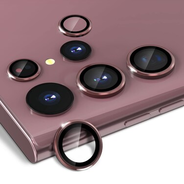 CloudValley for Samsung Galaxy S22 Ultra Camera Lens Protector [3+2], Anti Scratch HD Tempered Glass Back Camera Protective Film Ring Cover, Burgundy