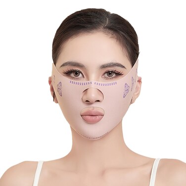 Double Chin Reducer &amp; V line Mask, Chin Strap &amp; Jawline Shaper, Face Slimming Belt with Jaw Exerciser, Lift Tape for Lifting, Facial Eliminator for Women (2 Usages)