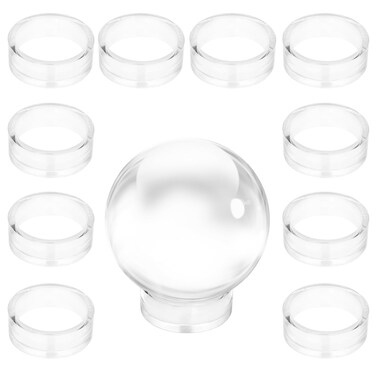 JUXYES Pack of 12 Clear Sphere Display Stand, Clear Sphere Holder Small Plastic Display Stands Round Display Easel Stands for Decorative Eggs, Crystal Balls, Marbles, Ball, Spheres, Collections