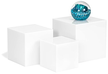 Red Co. Glossy White Acrylic Cube Display Nesting Riser Stands with Hollow Bottoms - 3-Pack