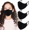 Breathable 3-Ply Cloth Face Mask Reusable Adjustable Ear Loops, Washable Black Cotton Masks for Teens/Small Face Women (Pack of 4) (Black)