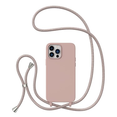 ZTOFERA Crossbody Case for iPhone 14 Pro with Lanyard Strap Adjustable Rope Liquid Silicone Soft Cover for iPhone 14 Pro 6.1 inch-Pink