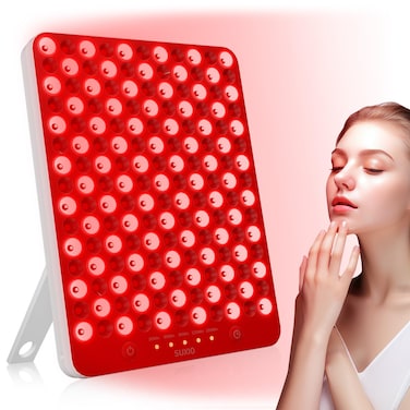 SUXIO Red Light Therapy lamp - 165 LED Red Light Therapy Panel for Face &amp; Body, Portable Deep 660nm - 850nm Near Infrared Light Therapy Device with Eye-Patch, White