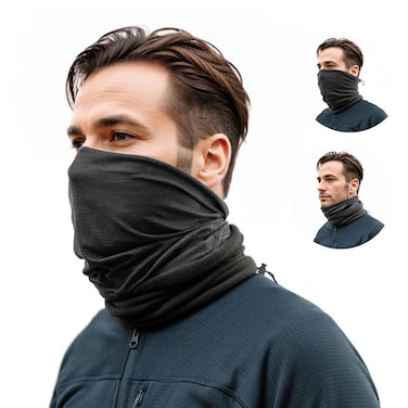 Adjustable fit Winter buff gaiter, Ski Mask- Breathable face mask for cold weather activities- Half Balaclava- for Men &amp; Women(Charcoal)