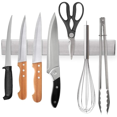 Ninonly 12 Inch Magnetic Knife Strip, Premium Stainless Steel Wall Mounted Kitchen Knives Bar,Space-Saving Powerful No Drilling Magnetic Knife Rack for Home Kitchen Utensil Holder &amp; Tool Holder