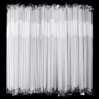 [Individually Wrapped] 100 Pcs Clear Flexible Plastic Straws, Disposable Bendy Straws, 10.2" Long and 0.23'' Diameter, BPA-Free