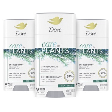 Dove Care by Plants Deodorant Stick for long-lasting deodorant protection Tea Tree aluminum free deodorant 2.6 oz 3 Count