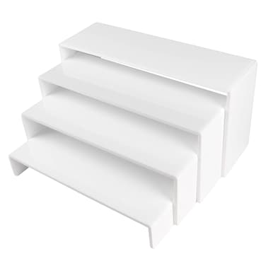 ELEGANTLIFE Acrylic Display Riser,4.3mm Heavy Duty Crystal Display Stand Shelf Layered Aesthetic, Jewelry Display Shelf Risers for D&eacute;cor,4 Pack Set Multi-color (White)
