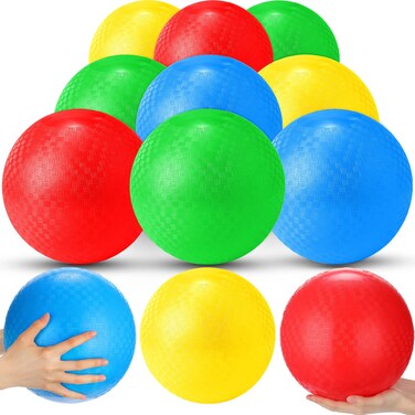 Jerify 12 Pcs Playground Balls Bouncy Dodgeball Inflatable Kick Balls Kickball Dodgeball Handball for Kids Adults Indoor Outdoor Ball Games Gym Picnic Camp Yoga Exercise (13 Inch)