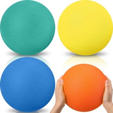 Seenelling 4 Pcs Foam Large Balls Soft Foam Dodgeballs Uncoated Playground Balls Silent Sport Balls Lightweight Sponge Balls Easy to Grasp Bouncy Balls for Kids Indoor Sports Activity(8.5 Inch)