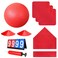 Fancemot Kickball Set with Bases and Ball - 8.5" Kickball, Rubber Throw Down Bases, Sports Traning Cones, 7" Pump and 14" Scoreboard - Perfect for Playground and Backyard Game (Red)