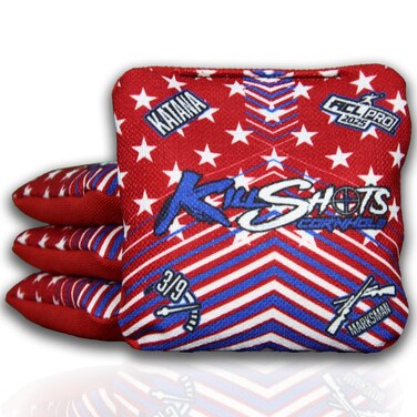 Killshots Cornhole   Katana Series   Signature Edition   ACL Pro Certified Cornhole Bags   Premium Quality   Dual-Speed   Durable &amp; Weather Resistant   Set of 4 Bags (USA Red)