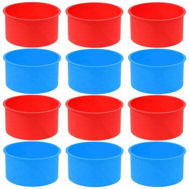 mifengda 12pcs Silicone Cake Mold Baking Round Cake Molds 4 Inch Non-Stick Baking Pan Kitchen Silicone Cake Molds for Baking(Red, Blue, 4inch)