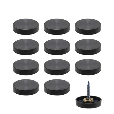 Rannb Decorative Mirror Screws Black Cap Cover Nails 1"/25mm Cap Dia 304 Stainless Steel Screw Covers Caps Brushed -12pcs