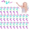Halloscume Mini Dance Ribbons for Kids Rainbow Streamer Wand Silk and Wood Rainbow Twirler Stick Long Twirling Dance Accessories Rhythmic Gymnastics Training Equipment for Artistic Dancing(24 Pcs)