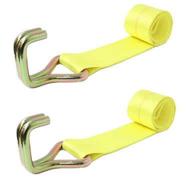 Boxer 2 Pack Roll Off Winch Strap with XL J Hook 4-inch x 5 feet - Heavy Duty Container Hook with Loop End 24,000 Breaking Strength - Truck and Trailers (J Hook)