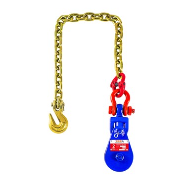 TKK 2 Ton Snatch Block with G80 Chain,Swivel Shackle   3" Sheave for 3/8" Inch Wire Rope   Ideal for Towing, Recovery, Winching Applications   Tow Truck, Rollback, Wrecker, Car Hauler Winch Accessory