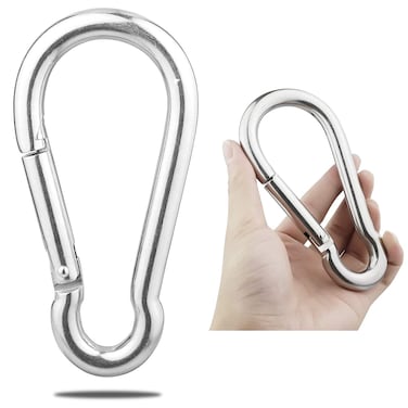 GRANDBUY 5.5 Inch Large Spring Snap Hook Carabiner, 304 Stainless Steel Snap Hook Heavy Duty Carabiner Clip, Stainless Steel Spring Snap Hook Carabiner Carabiner Outdoor