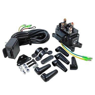 12V 250A Winch Solenoid Relay Contactor with Terminal Caps &amp; Winch Rocker Thumb Switch with Mounting Brackets Handle Bar Control Switch for ATV UTV 1500lb-5000lb   Fit for HONDA, POLARIS, BADLAND etc.
