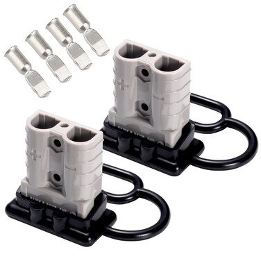 Spurtar 50A 6 AWG Battery Quick Connect/Disconnect (2 Pack) Wire Harness Plug Connector Recovery Winch Trailer / 12-36V Battery Terminal Connectors/Quick Disconnect Wire Connectors &ndash; Gray