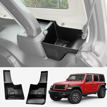 Utiiy Trunk Side Storage Bin Fit for 2024 Jeep Wrangler JL JLU 4XE, Cargo Organizer Tray Wheel Well Storage Box for 2024 Wrangler JL 4 Door Accessories, 2PCS No Screws(Left+Right)