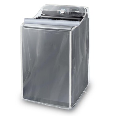 IndigoTempest9 Washer and Dryer Covers - Washing Machine Cover for Top Load and Front Load - Waterproof and Dustproof with Smooth Zipper - 29 x 28 x 43 Inches (Transparent)