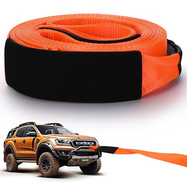 Windyun 3" x 50 ft Recovery Tow Strap Road Straps Heavy Duty Tow Rope Recovery Rope with Reinforced Loops and Protective Sleeves for Vehicle Truck Winching Recovery Gear Accessories 20, 000 Lbs