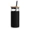 Tronco 20 oz Glass Tumbler Glass Water Bottle Straw Silicone Protective Sleeve Bamboo Lid - BPA Free -Black