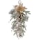Rzoukler Christmas Teardrop Swags, 20 Inch Artificial Pine Cone Needles Teardrop Wreath with Berries, Ball Ornaments, Poinsettia Swag Garlands for Front Door Window Table Door Decor(Champagne)