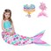 Mermaid Tail Blanket - Wearable Mermaid Soft Blanket with Glitter Stars Sequin Hairpin Bracelet for Girls Teens Pink Soft Flannel Snuggle Blanket 55&rsquo;&rsquo; x 24&rsquo;&rsquo; Gift for Birthday Christmas