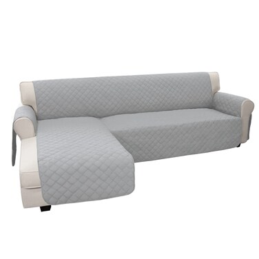 Easy-Going Sofa Slipcover L Shape Sofa Cover Sectional Couch Cover Chaise Lounge Cover Reversible Sofa Cover Furniture Protector Cover for Pets Dog Cat (Large,Light Gray/Light Gray)