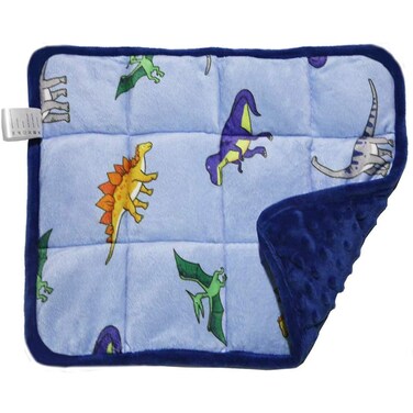 MAXTID Weighted Lap Pad for Kids 5 Pound Travel Size Mini Weighted Lap Blanket Blue Dinosaur 16"x22" for Kids Boys Sensory Gifts