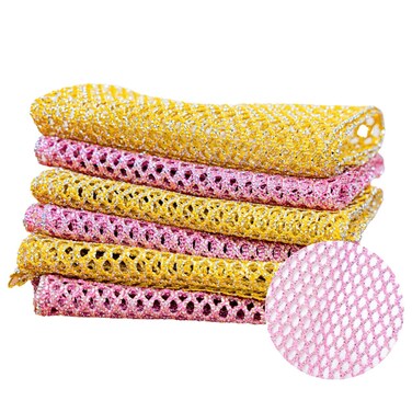 Heavy Duty Mesh Dish Scrubbers, Odor Free, Non-Scratch Kitchen Sponge, Dishes, Pots, All-Purpose for Net Dish Washing Scrubbers - Made in Korea (Pack of 6)