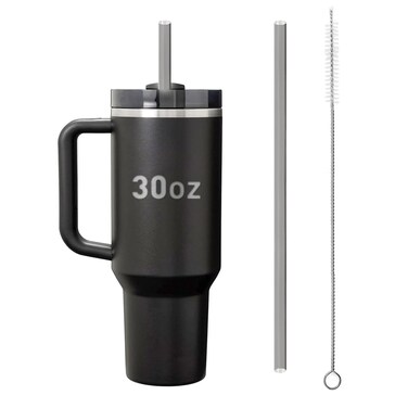 Woyinger 1 pack 11" Replacement Straw and 1 11.8" Cleaning Brush for Stanley Cup 30 oz, Reusable Straw for Stanley Accessories, for Stanley Straws, for Stanley Cup Accessories(Translucent Black)