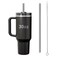 Woyinger 1 pack 11" Replacement Straw and 1 11.8" Cleaning Brush for Stanley Cup 30 oz, Reusable Straw for Stanley Accessories, for Stanley Straws, for Stanley Cup Accessories(Translucent Black)