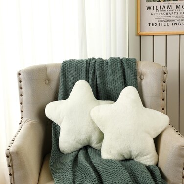 Sumind 2 Pcs 15.7 Inch Star Pillow Plush Star Throw Pillow Cute Pillows Aesthetic 3D Star Throw Stuffed Cushion Decorative Gift Room Decor for Bedroom Sofa Chair(White)