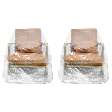 2 Pack Clear Recliner Armchair Covers,Waterproof Plastic Chair Covers Protectors,4 MIL Thick Heavy Duty Storage Moving Cover for Furniture Sofa Couch,Extra Large Dust-Proof Moving Bags.