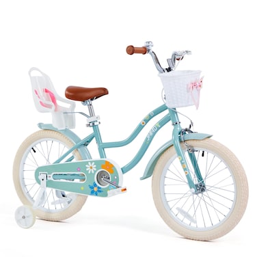 JMMD Girls Bike Ages 4-12 Years Old, Kids Bike for Toddlers with Basket &amp; Training Wheels, 12 14 16 18 20 24 Inch Kids Bicycle with Handbrake &amp; Kickstand, Mint