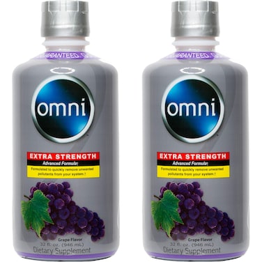 Omni Complete Body Cleansing Drink - Detoxifying Liquid - Same Day Body Cleanser - Extra Strength Juice Cleanse to Flush Out Waste &amp; Impurities - Grape Flavor 32 Oz (Pack of 2)
