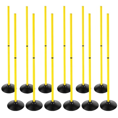 ASENVER Soccer Agility Poles Set Detachable Sports Trainning Speed Pole Slalom Poles with Rubber Base Sport Traning Equipment (4.9 FT, Pack of 12)