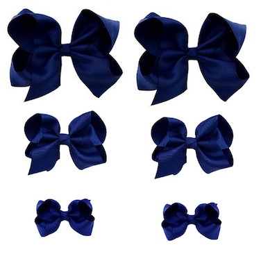 Navy Bows for Girls,6PCS Hand-made Grosgrain Ribbon Hair Bows Alligator Clips Hair Accessories for Little Teen Toddler Girls Kids (Navy)