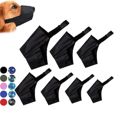 Coppthinktu Dog Muzzle Suit, 7PCS Dog Muzzles for Biting Barking Chewing, Adjustable Dog Mouth Cover for Small Medium Large Dogs, Soft Comfortable Dog Muzzle for Long Snout