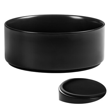 Kitwinney Large Dog Bowls, Non Slip Ceramic Dog Bowl with Silicone Base, Heavy Stoneware Dog Food and Water Bowl No Spill, 8" Modern Trendy Pet Bowl for Medium, Big and Giant Dog Breed (Black)