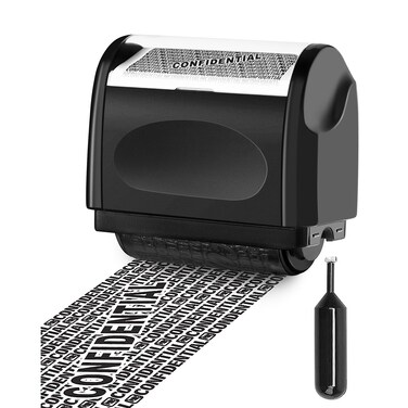Identity Theft Protection Roller Stamp, 1 Refill Ink - Confidential Roller Stamp for Identity Protection &amp; Security Stamps- Blocking Out Privacy Information and Guard Your Address and ID