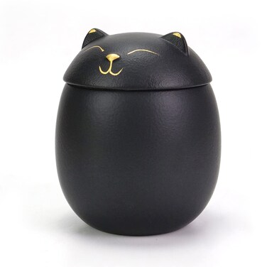 MEETPET Cat Urn Dog Urn Sized 3.2x2.9 and 4.9x4.25. A Smiley-Cat Pet Urn with a Memoria Card.Cat Urns for Ashes for Your Pet (12 cu/in, White)