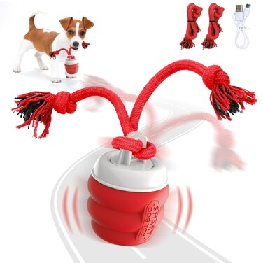 BUPIHUKA Interactive Dog Toys for Boredom- Rechargeable Electric Dog Balls, Dog Toys to Keep Them Busy, Automatic Moving Dog Products, Interactive Puppy Dog Toys Ball (Crimson)