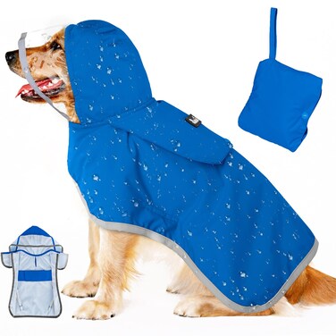 Lukovee Dog Raincoat, Adjustable Dog Rain Jacket with Clear Hooded Double Layer for Large Medium Small Dogs Puppies, Waterproof Dog Rain Coat Poncho with Reflective Storage Pocket &amp; Rim (Y,XXXL)