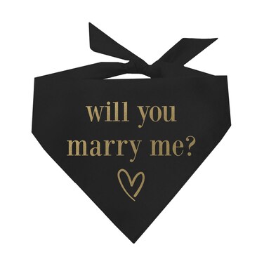 Will You Marry Me? Proposal Dog Bandana (Black, OS 614)